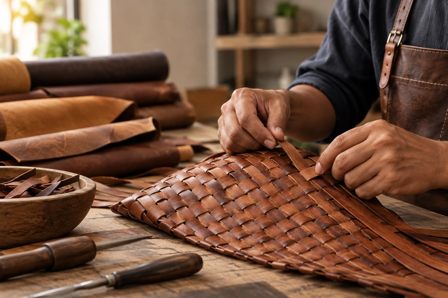 Handwoven leather craftsmanship